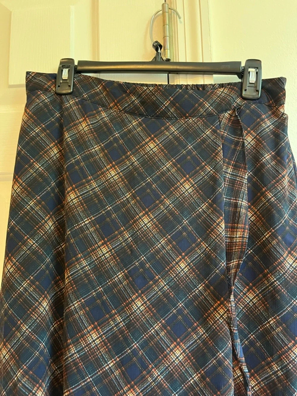 Maurices Navy Plaid A-Line Skirt with Subtle Rust and Cream Accents - Picture 2 of 4